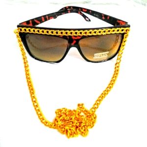 (NEW) Brown Shades! W/ Gold Chain! :-)